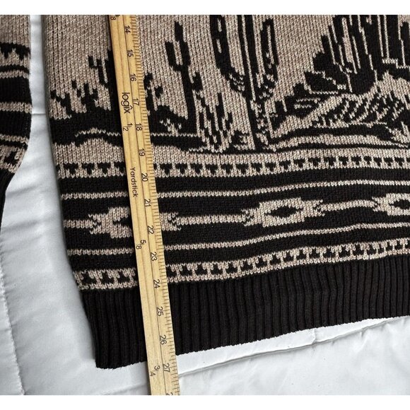 Wrangler Sweater Mens Large Brown Shawl Collar Toggle Cardigan Western Cowboy - Picture 12 of 12